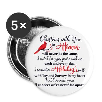 Noël avec toi au Ciel Cardinal - Lot de 5 grands badges (56 mm) - blanc - Devant