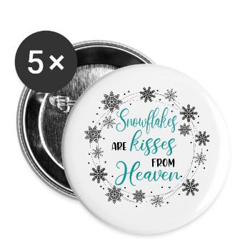 Snowflakes are kiss from heaven - Buttons groß 56 mm (5er Pack) - Weiß - Vorne