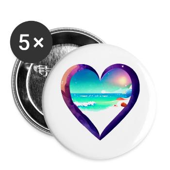 Sommerurlaub Palmen Insel Sonne Palme Strand - Buttons groß 56 mm (5er Pack) - Weiß - Vorne