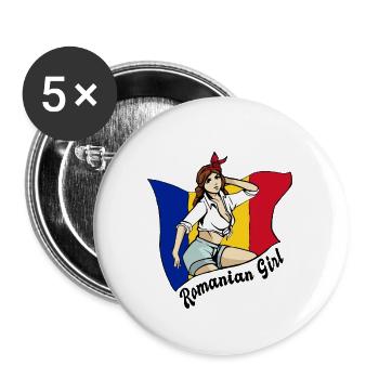 Romanian girl flag design - Buttons large 2.2''/56 mm (5-pack) - white - Front