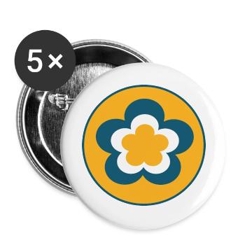 des années 70 motif de fleur - Lot de 5 grands badges (56 mm) - blanc - Devant