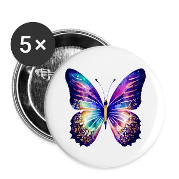Schmetterling Insekt Tier Falter - Buttons groß 56 mm (5er Pack) - Weiß - Vorne