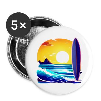 Surfer Planche de surf Surfer Surfer - Lot de 5 grands badges (56 mm) - blanc - Devant