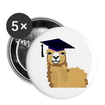 Bachelor Graduate School Leaving Certificate Alpaca Study - Buttons large 2.2''/56 mm (5-pack) - white - Front