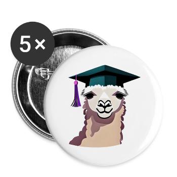 Bachelor Absolvent Alpaka Studium Schulabschluss - Buttons groß 56 mm (5er Pack) - Weiß - Vorne