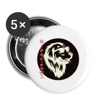 Japanische Golden Retriever Sonnenbrille - Buttons groß 56 mm (5er Pack) - Weiß - Vorne
