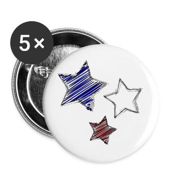 STERN. STERNE. STERN. FEST. JAHRESTAG. WEIHNACHTEN - Buttons groß 56 mm (5er Pack) - Weiß - Vorne