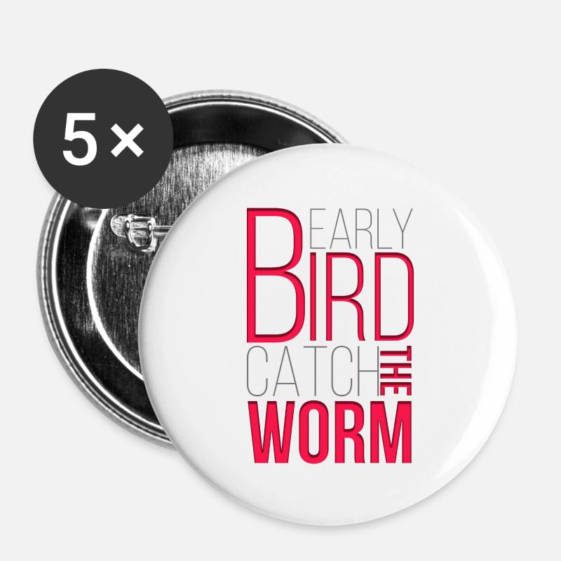 funny early bird pet parakeet parakeet owl gift - Buttons large 2.2''/56 mm (5-pack) - white