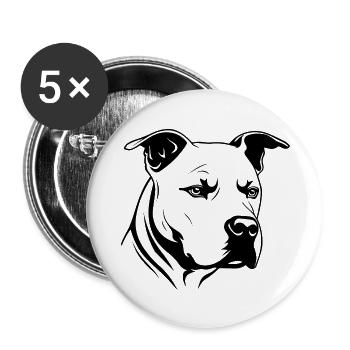 Pitbull - Lot de 5 grands badges (56 mm) - blanc - Devant