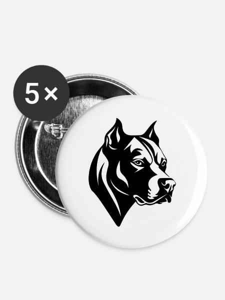 Pitbull - Buttons groß 56 mm (5er Pack) - Weiß