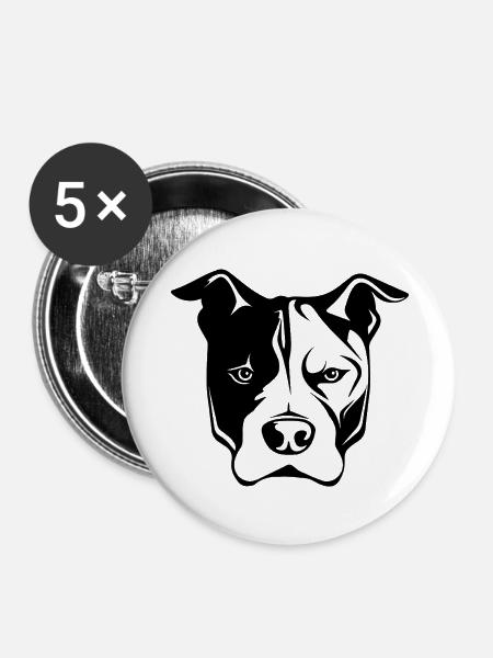 Pitbull - Buttons groß 56 mm (5er Pack) - Weiß