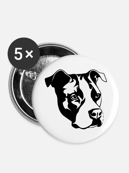 Pitbull - Buttons groß 56 mm (5er Pack) - Weiß