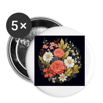 Botanical Circle Stylish Design for a TShirt - Buttons groß 56 mm (5er Pack) - Weiß - Vorne