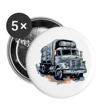 Camion Bigtruck - Lot de 5 grands badges (56 mm) - blanc - Devant