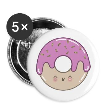 Beignet sucré - Lot de 5 grands badges (56 mm) - blanc - Devant