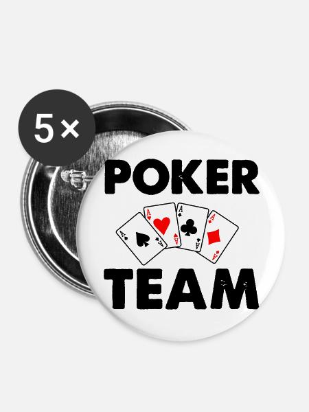 poker team - Buttons groß 56 mm (5er Pack) - Weiß