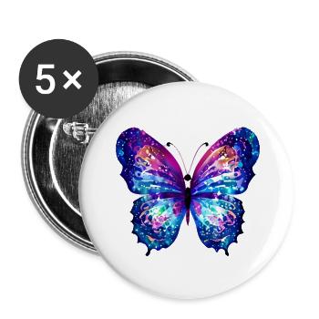 Schmetterling Tier Insekt Falter - Buttons groß 56 mm (5er Pack) - Weiß - Vorne