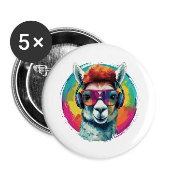 Crazy Alpaca Rainbow Art - Buttons large 2.2''/56 mm (5-pack) - white - Front