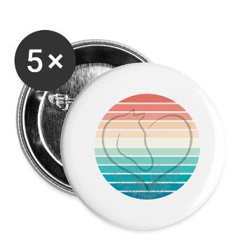 Retro Herz Pferd - Buttons groß 56 mm (5er Pack) - Weiß - Vorne