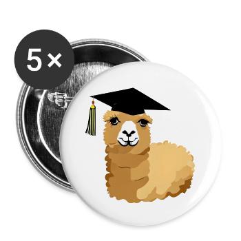 Bachelor Alpaka Studium Absolvent Schulabschluss - Buttons groß 56 mm (5er Pack) - Weiß - Vorne