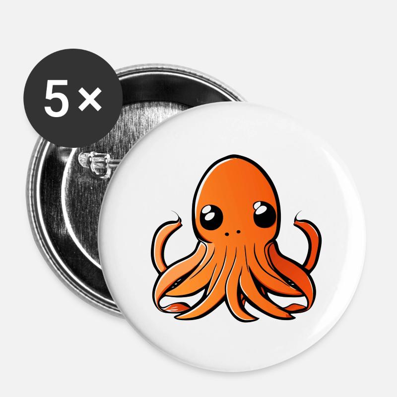 Sweet octupus - Buttons large 2.2''/56 mm (5-pack) - white
