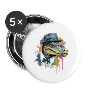 Kifo le crocodile - Lot de 5 grands badges (56 mm) - blanc - Devant