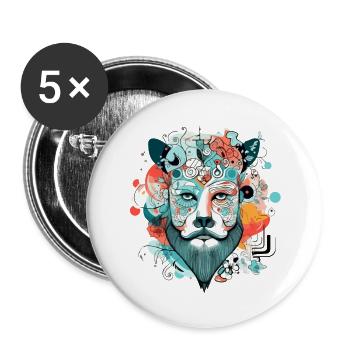 Kizo der König der Löwen - Buttons groß 56 mm (5er Pack) - Weiß - Vorne