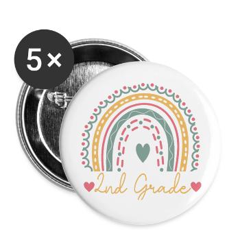 Boho Kindergarten Squad Gift - Buttons large 2.2''/56 mm (5-pack) - white - Front