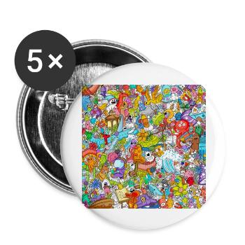 Kids Drawing - Buttons groß 56 mm (5er Pack) - Weiß - Vorne