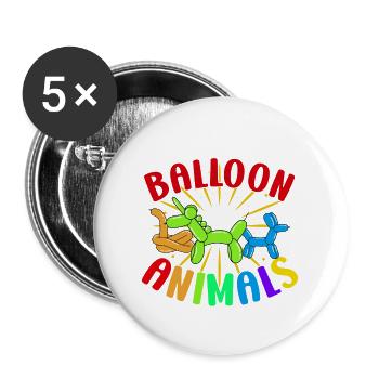 Balloon Twisting Design - Buttons large 2.2''/56 mm (5-pack) - white - Front