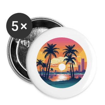 Coucher de soleil à Miami - Lot de 5 grands badges (56 mm) - blanc - Devant