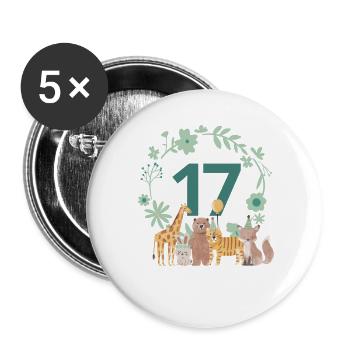 17th anniversary - animal birthday - Buttons large 2.2''/56 mm (5-pack) - white - Front