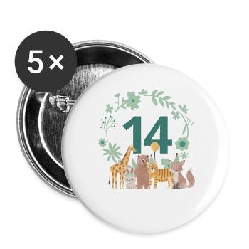 14th anniversary - animal birthday - Buttons large 2.2''/56 mm (5-pack) - white - Front