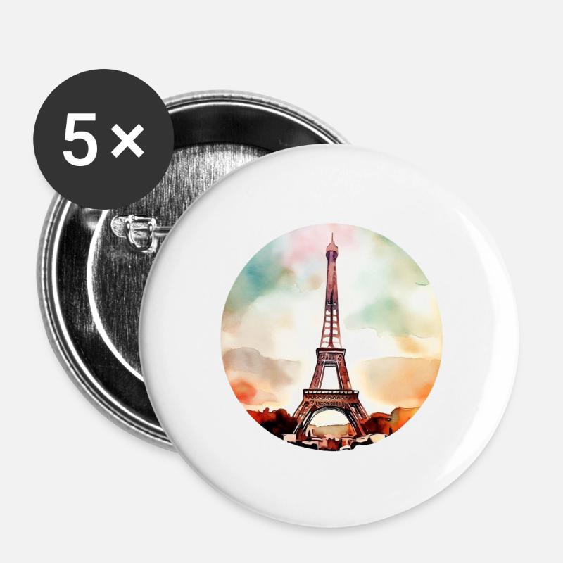Eiffel Tower - Buttons large 2.2''/56 mm (5-pack) - white