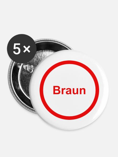 Braun - Buttons groß 56 mm (5er Pack) - Weiß
