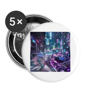 Cybercity - City in the future - Buttons large 2.2''/56 mm (5-pack) - white - Front