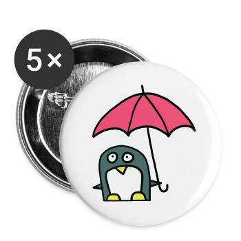 Penguin with umbrella - Buttons large 2.2''/56 mm (5-pack) - white - Front