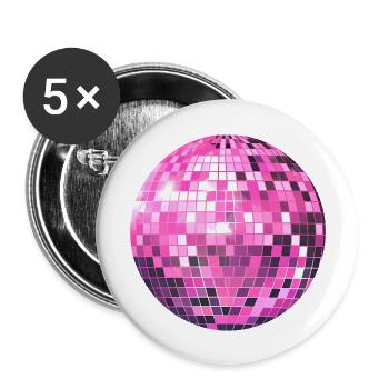 Pink Disco Ball - Buttons large 2.2''/56 mm (5-pack) - white - Front
