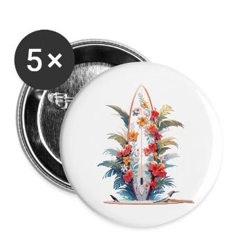 mikakujumi wakeboard with flowers - Buttons groß 56 mm (5er Pack) - Weiß - Vorne