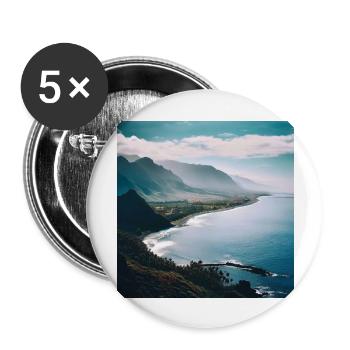 Insel-Küstengebirge - Buttons groß 56 mm (5er Pack) - Weiß - Vorne