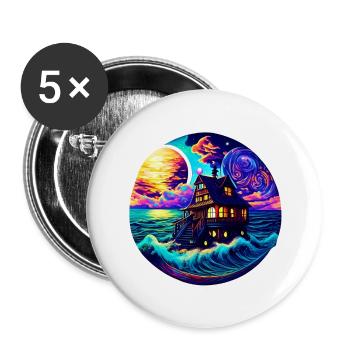 Magic House in the Sea - Buttons large 2.2''/56 mm (5-pack) - white - Front