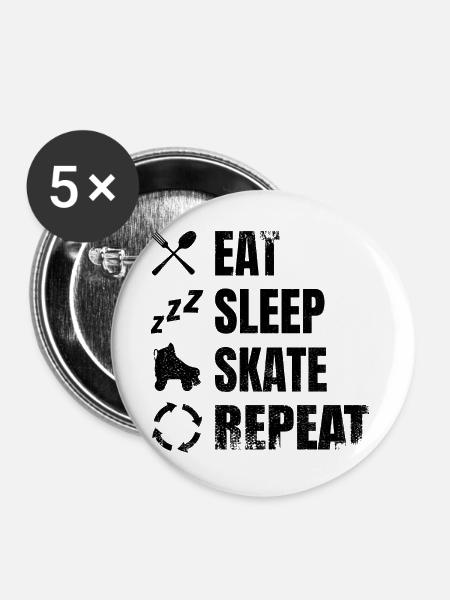 Rollschuhlaufen Routine - Buttons groß 56 mm (5er Pack) - Weiß