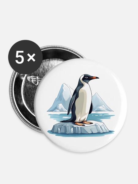 Pinguine sind bedroht - Buttons groß 56 mm (5er Pack) - Weiß