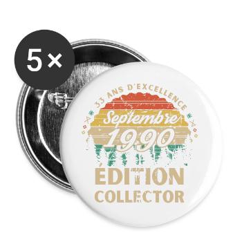 33 ans Septembre 1990 édition collector - Lot de 5 grands badges (56 mm) - blanc - Devant