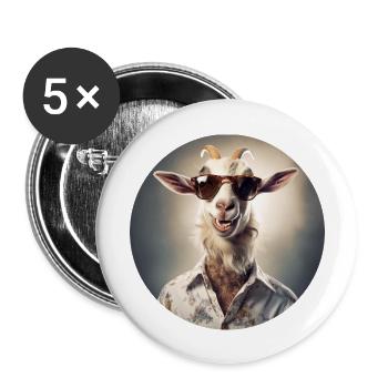 Une chèvre hipster joyeuse profite de la vie - Lot de 5 grands badges (56 mm) - blanc - Devant