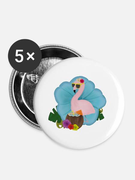 Flamingo - Buttons groß 56 mm (5er Pack) - Weiß