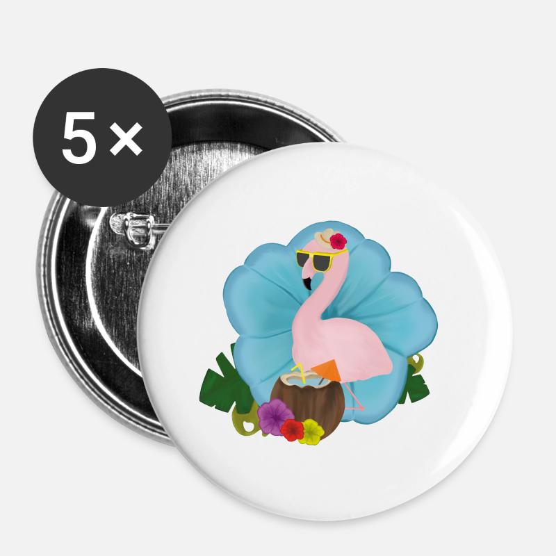 Flamingo - Buttons large 2.2''/56 mm (5-pack) - white