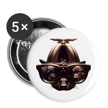 Geekhead-Dog - Buttons groß 56 mm (5er Pack) - Weiß - Vorne