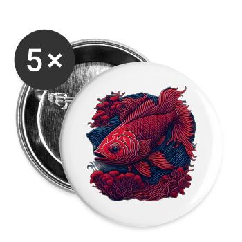 beau poisson - Lot de 5 grands badges (56 mm) - blanc - Devant
