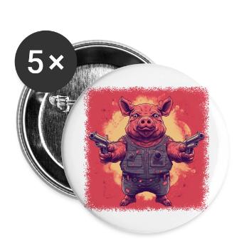 Animal Shelter Boar Guinea Pig Pig Cannabis Vegan - Buttons large 2.2''/56 mm (5-pack) - white - Front
